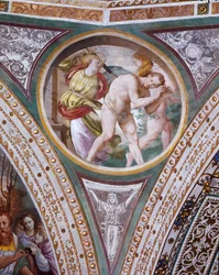 Die Vertreibung von Adam und Eva, aus dem Pendentif der Kuppel, 1532-36